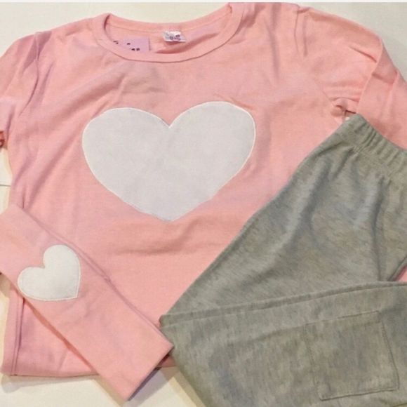 Pink Valentine White Puffy Heart 3 Piece Set - Top Leggings & Headband Set - Picture 4 of 10